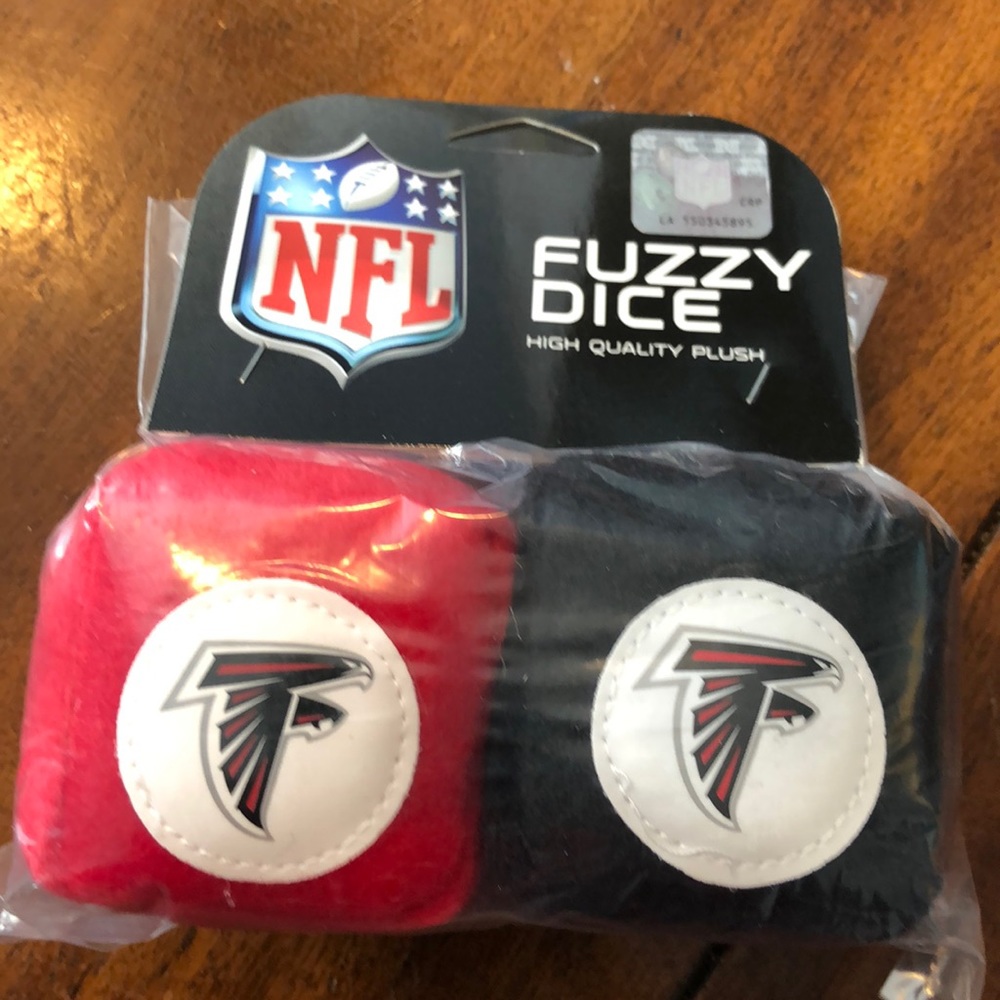 Atlanta Falcons’s fuzzy dice.